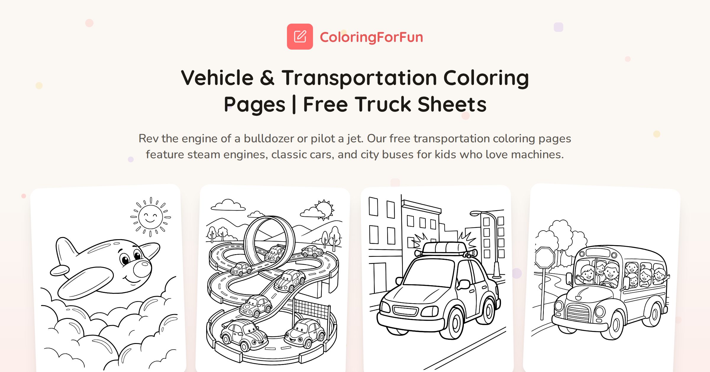 Vehicle & Transportation Coloring Pages | Free Truck Sheets ...