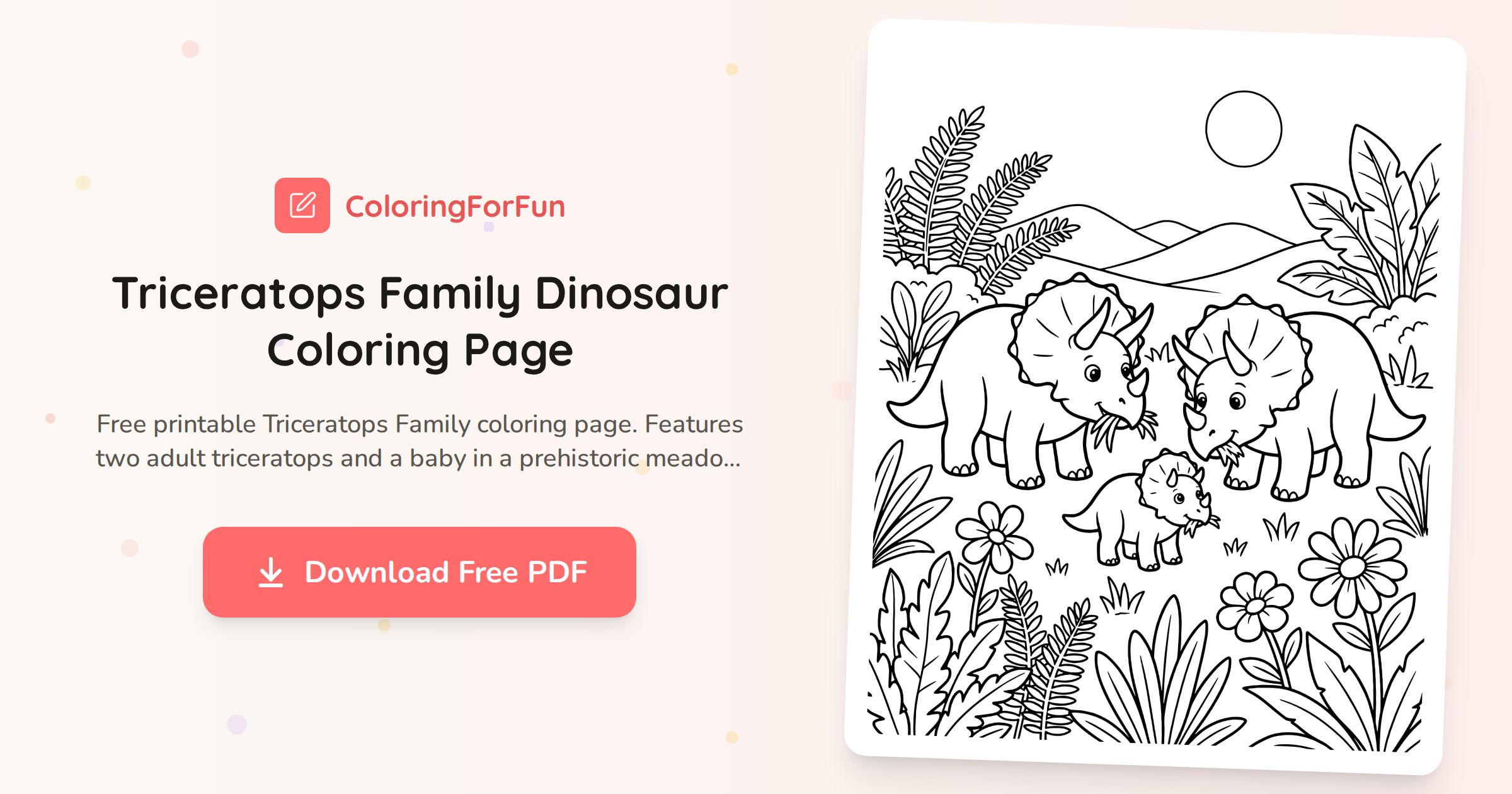 Triceratops Family Dinosaur Coloring Page | ColoringForFun