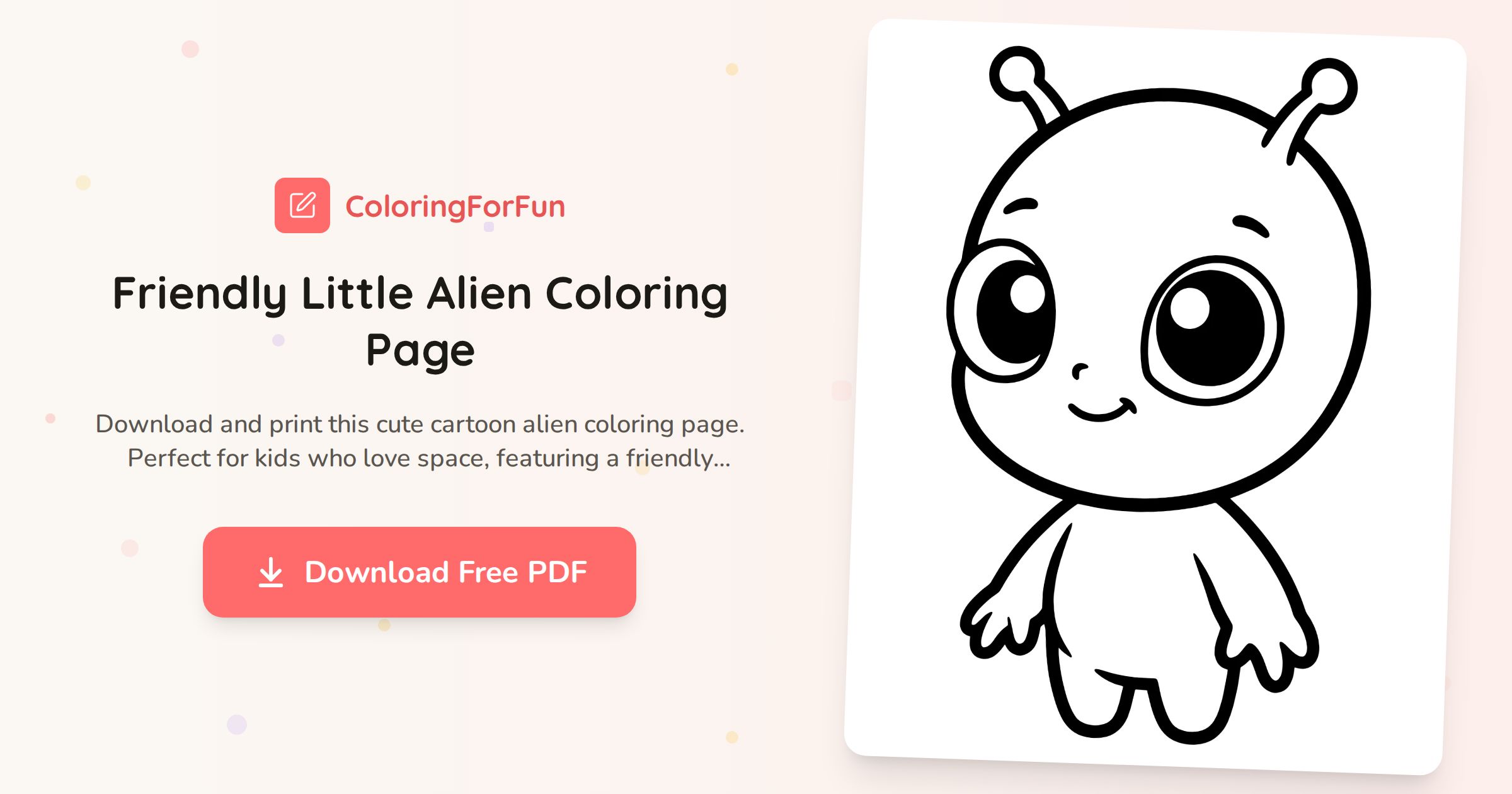 Friendly Little Alien Coloring Page | ColoringForFun