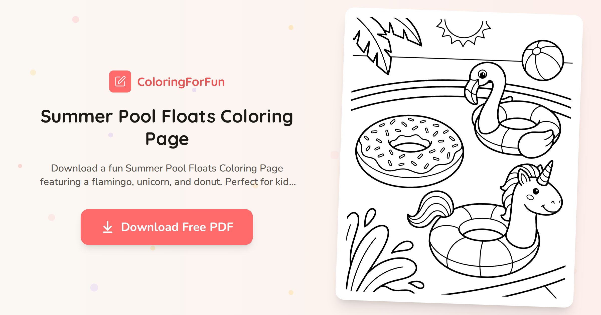 Summer Pool Floats Coloring Page | ColoringForFun