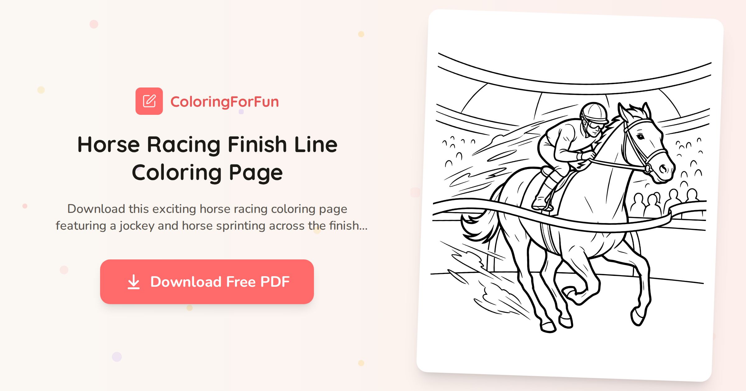 Fun Line Coloring Horse Racing Finish Line Coloring Page | ColoringForFun