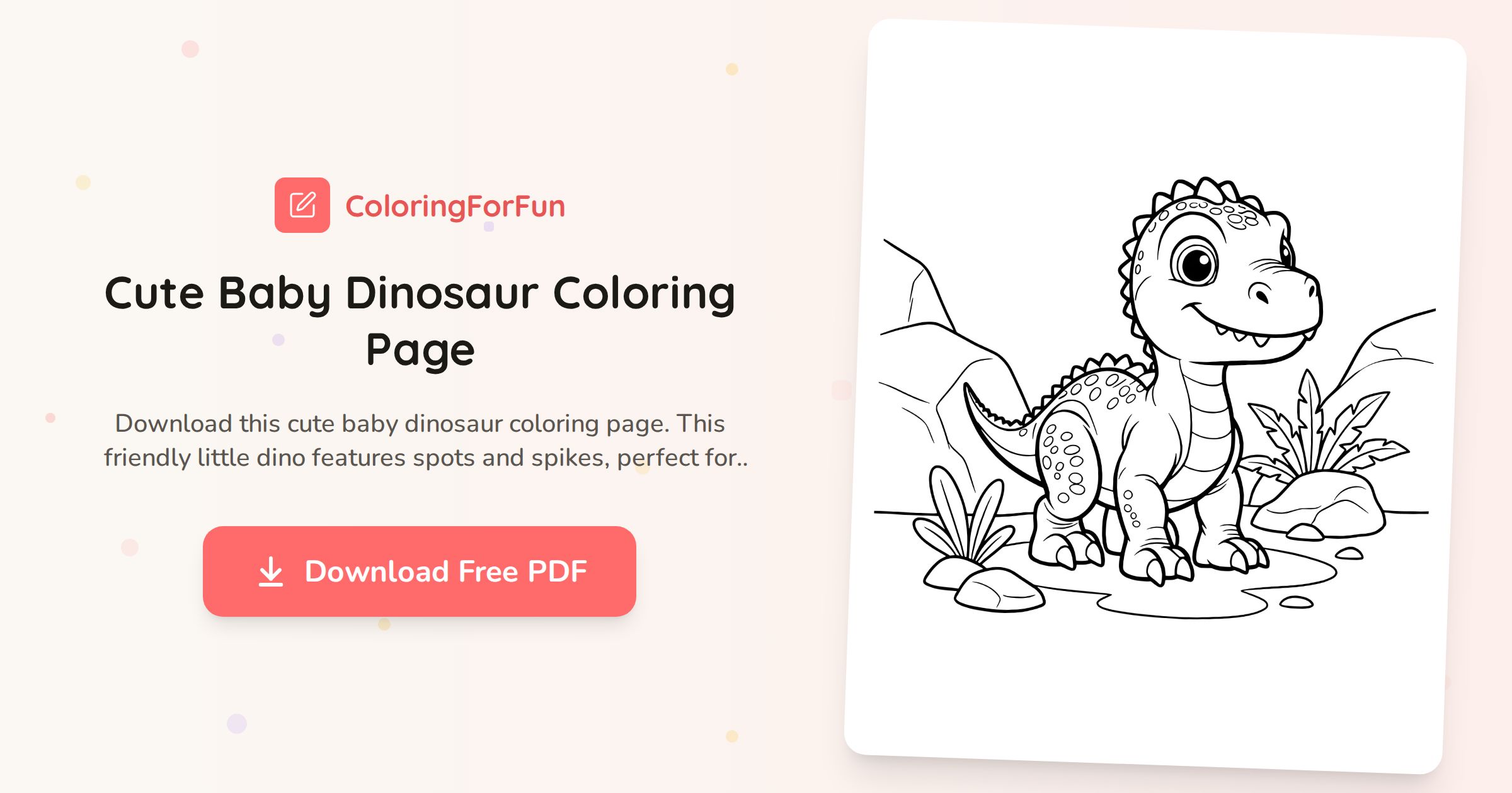 Cute Baby Dinosaur Coloring Page | ColoringForFun
