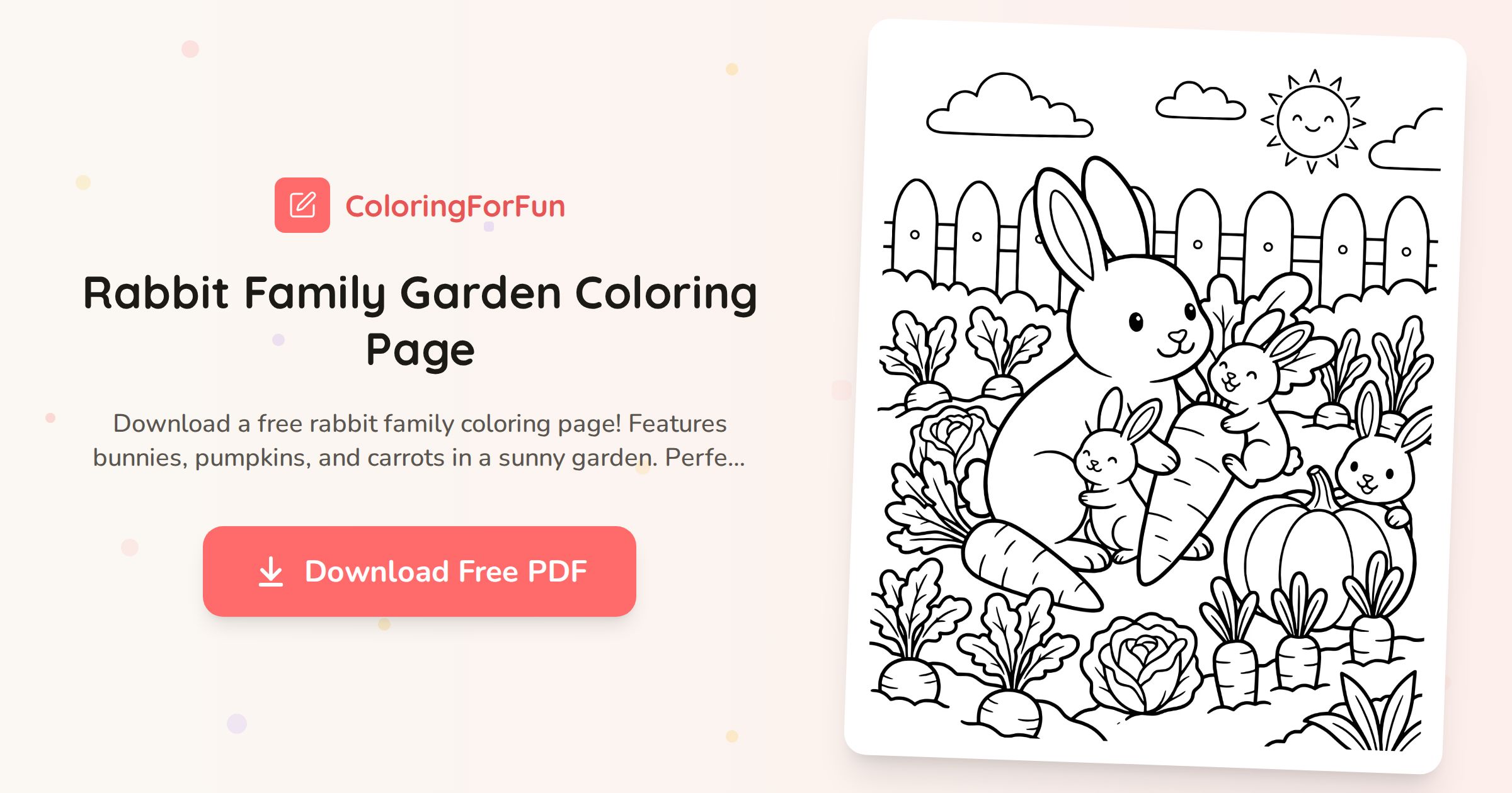 Pretty Garden Rabbit Colouring Rabbit Family Garden Coloring Page | ColoringForFun