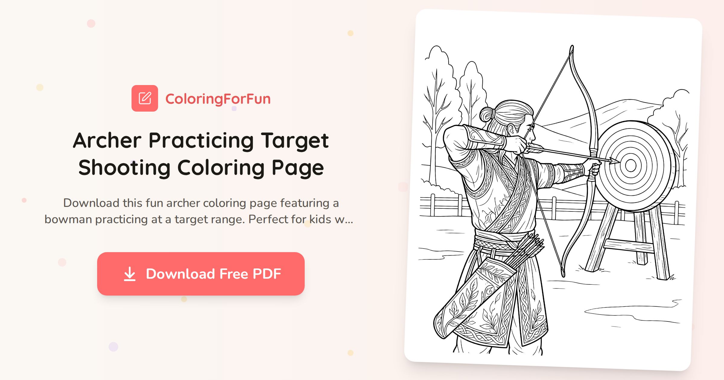 Archer Practicing Target Shooting Coloring Page | ColoringForFun