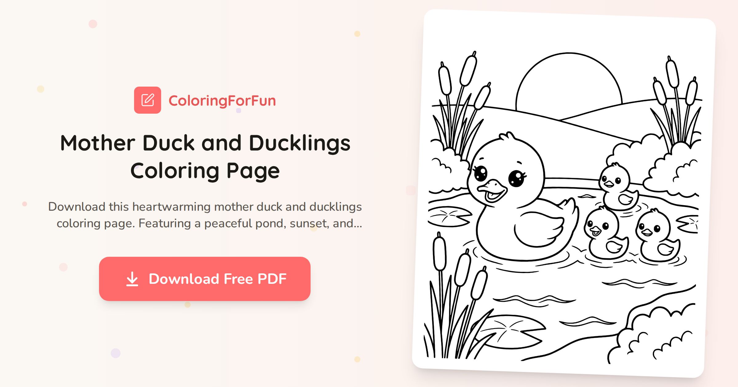 Mother Duck and Ducklings Coloring Page | ColoringForFun