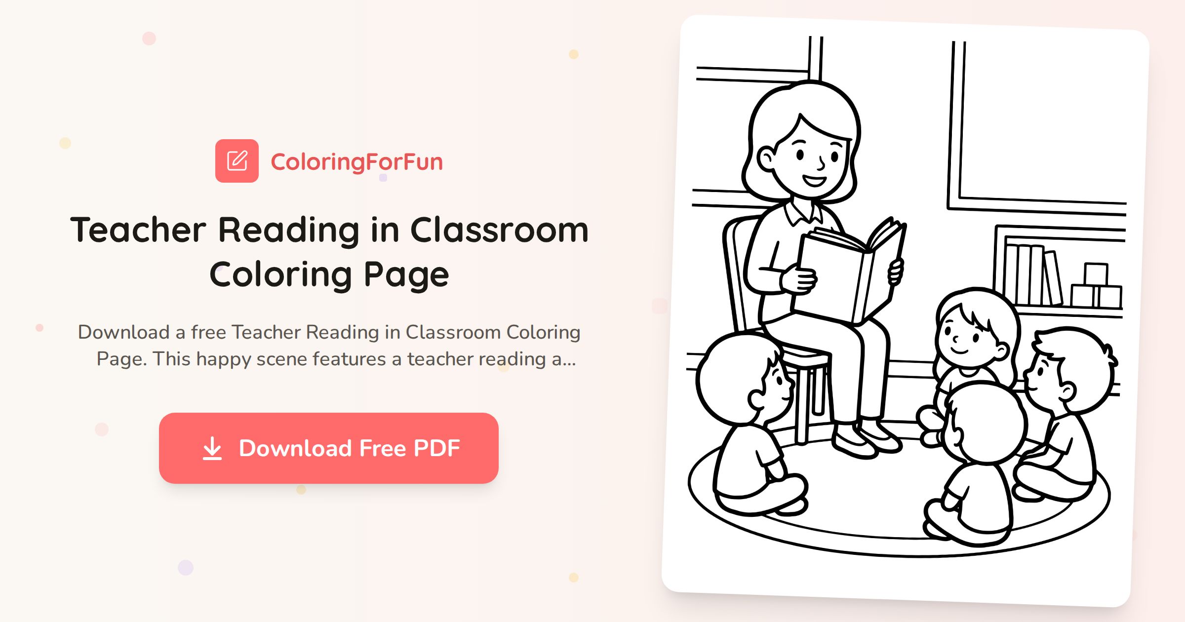 Reading Class Coloring Teacher Reading in Classroom Coloring Page | ColoringForFun
