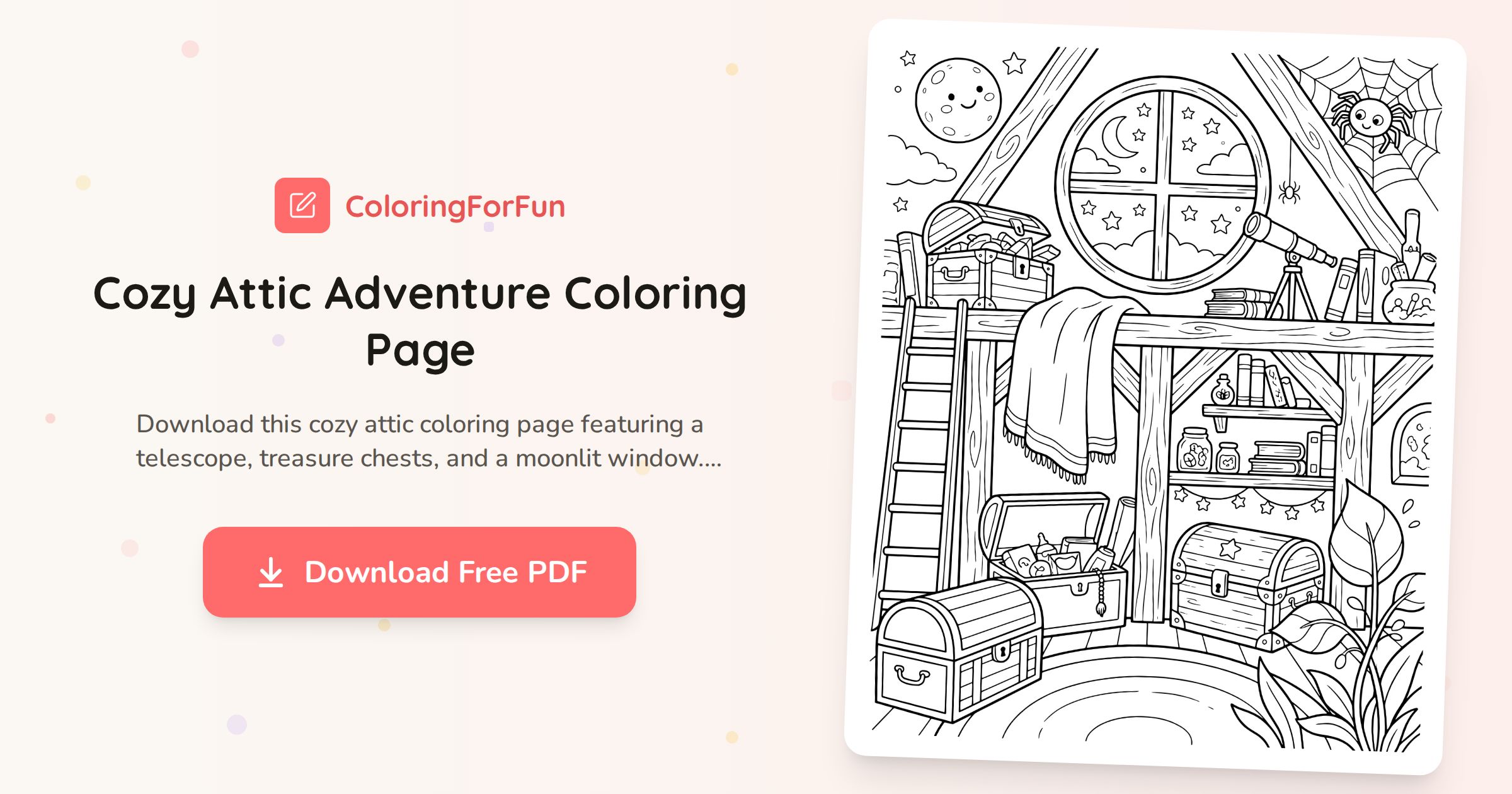 Cozy Attic Adventure Coloring Page | ColoringForFun