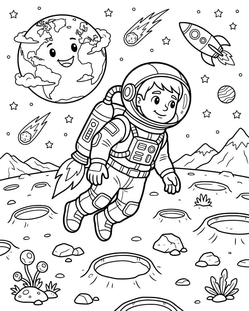 Space & Sci-Fi coloring page preview